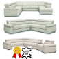 Preview: MODELL "ZOOM", ECKSOFA 1BK+E+2,5BK+E+3F MIT BETTFUNKTION UND STAURAUM , IN ECHTLEDER ( NATURELLE , freie Farbwahl ) !