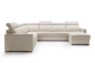 Preview: MODELL "ERGO", ECKSOFA U-FORM MIT BETTFUNKTION UND STAURAUM, IN ECHTLEDER ( PRESTIGE , freie Farbwahl ) !