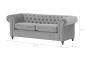 Preview: MODELL:  " CHESTERFIELD WINDSOR " 3-SITZER SOFA IN SAMTSTOFF „ VELOURS “ PREMIUM