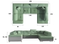 Preview: MODELL „LETTO“ ECKSOFA IN U-FORM IN GRAU/SCHWARZ SAMTSTOFF *)