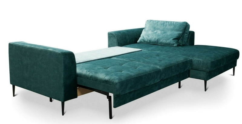 MODELL "LUZI", ECKSOFA MIT BETTFUNKTION, STAURAUM, IN STOFF ( ADORE – freie Farbwahl ) !