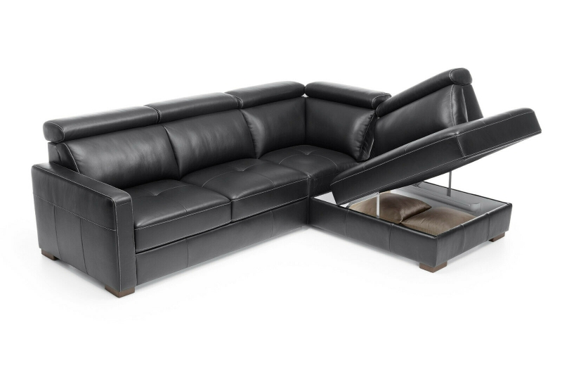 MODELL "ERGO", ECKSOFA MIT BETTFUNKTION UND STAURAUM, IN ECHTLEDER ( PRESTIGE , freie Farbwahl ) !