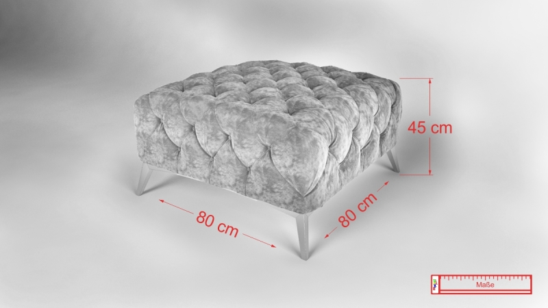 Modell " CHESTERFIELD ROYAL" HOCKER  (80 x 80 cm) IN STOFF SAMT PREMIUM