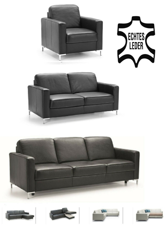 MODELL "BASIC", ECKSOFA MIT BETTFUNKTION IN ECHTLEDER ( NATURELLE, freie Farbwahl ) !