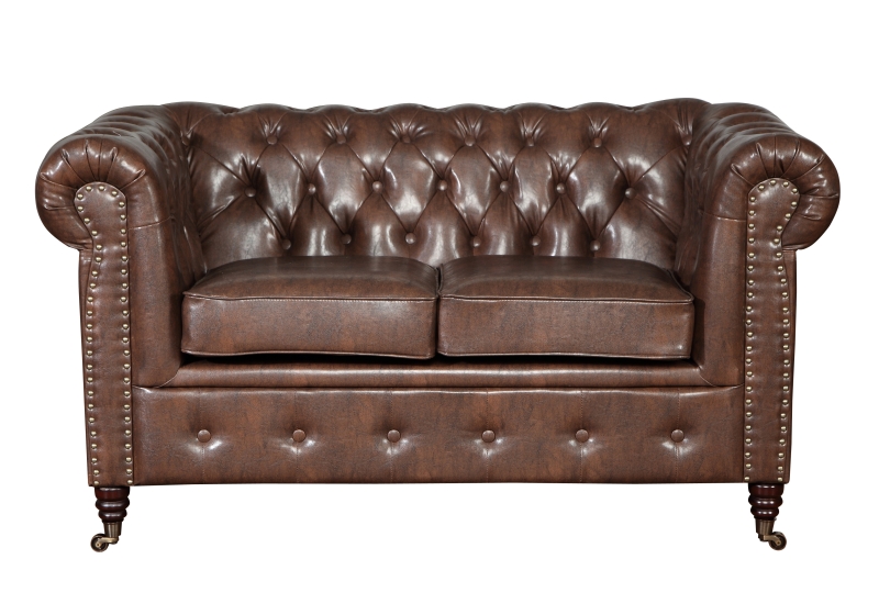 MODELL:  " CHESTERFIELD CLASSIC “  HOCKER - KLEIN ( 75 X 70 cm ) IN  LEDER LOOK PREMIUM