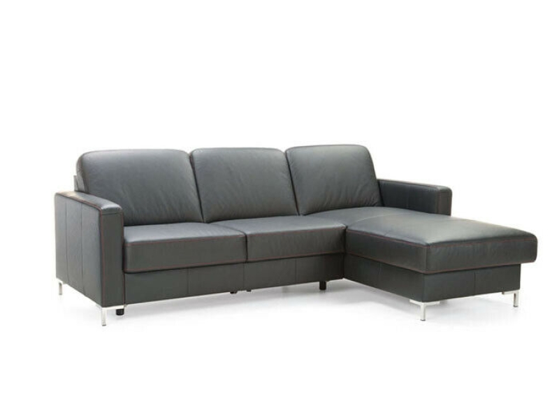 MODELL "BASIC", ECKSOFA MIT BETTFUNKTION IN ECHTLEDER ( NATURELLE, freie Farbwahl ) !