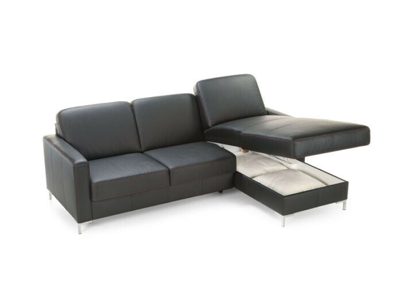 MODELL "BASIC", ECKSOFA MIT BETTFUNKTION IN ECHTLEDER ( NATURELLE, freie Farbwahl ) !