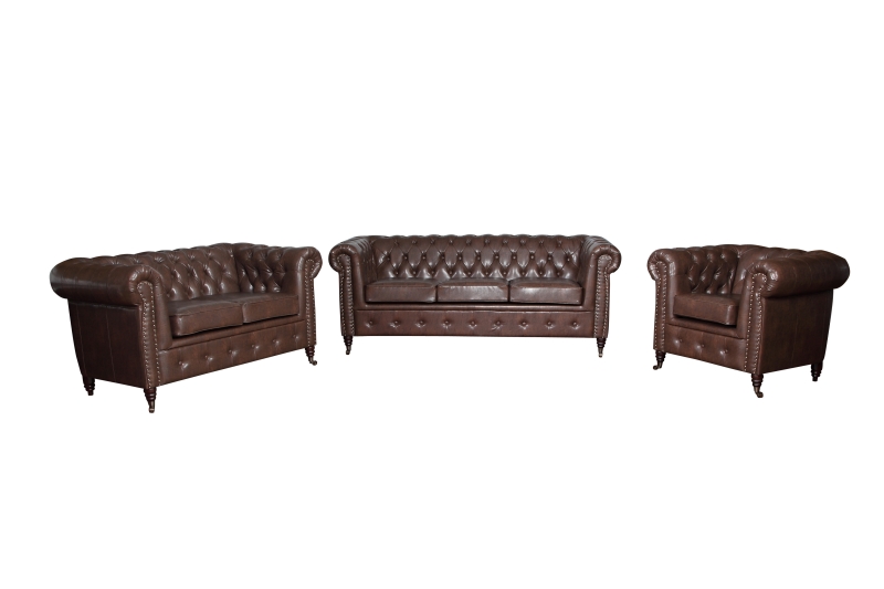 MODELL:  " CHESTERFIELD CLASSIC “  2 - SITZER SOFA IN  LEDER LOOK PREMIUM