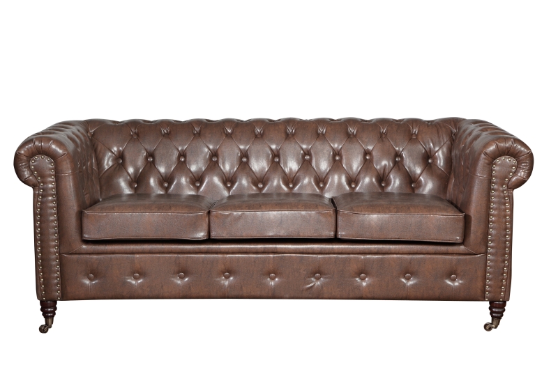 MODELL:  " CHESTERFIELD CLASSIC “  HOCKER - KLEIN ( 75 X 70 cm ) IN  LEDER LOOK PREMIUM