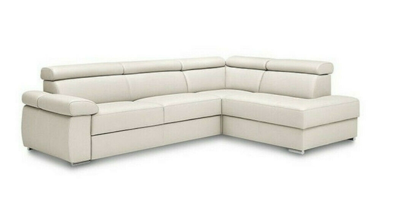 MODELL "ZOOM", ECKSOFA MIT BETTFUNKTION UND STAURAUM , IN ECHTLEDER ( NATURELLE , freie Farbwahl ) !