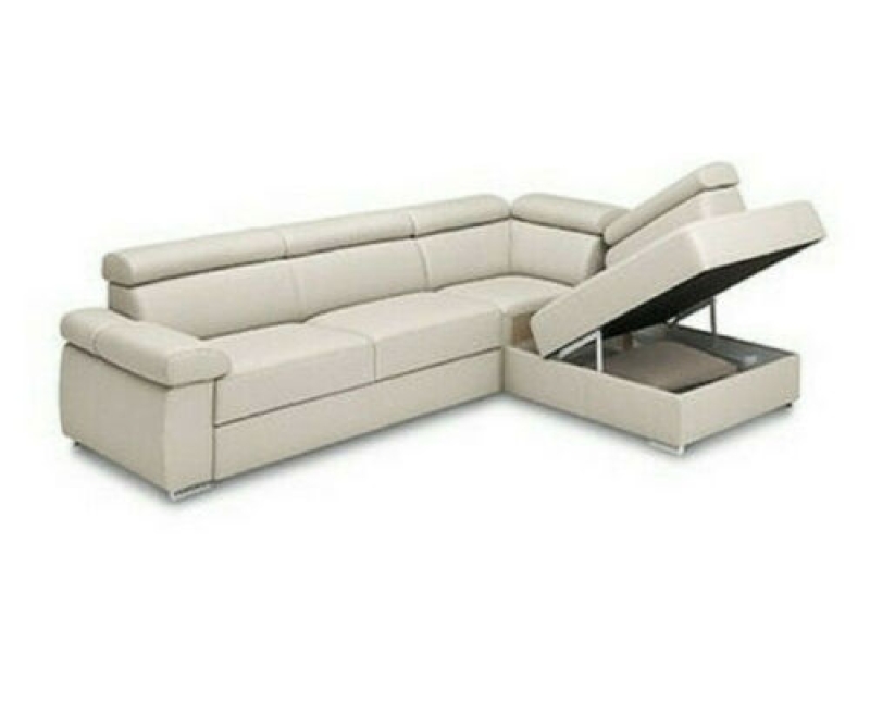 MODELL "ZOOM", ECKSOFA MIT BETTFUNKTION UND STAURAUM , IN ECHTLEDER ( NATURELLE , freie Farbwahl ) !