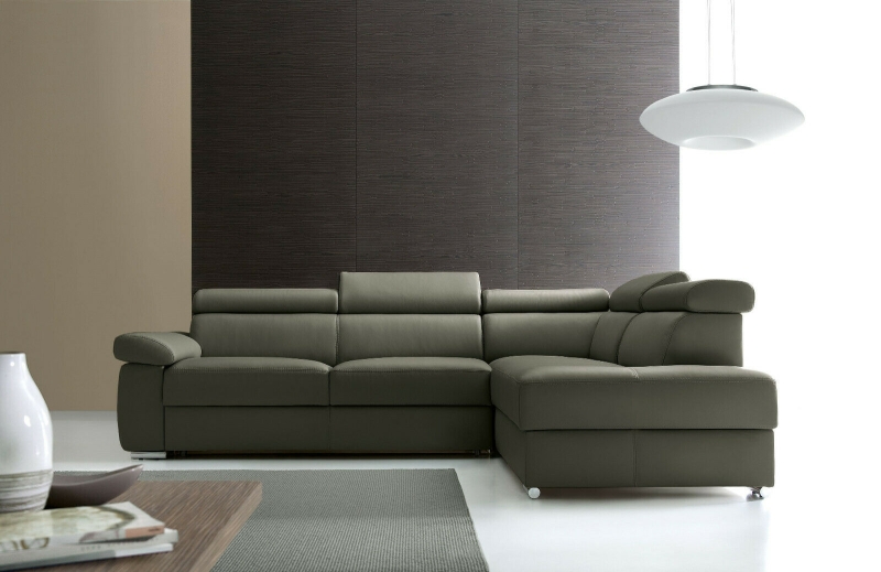 MODELL "ZOOM", ECKSOFA MIT BETTFUNKTION UND STAURAUM , IN ECHTLEDER ( NATURELLE , freie Farbwahl ) !