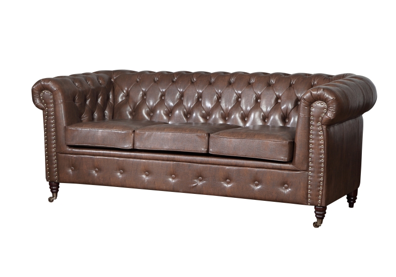 MODELL:  " CHESTERFIELD CLASSIC “  HOCKER - KLEIN ( 75 X 70 cm ) IN  LEDER LOOK PREMIUM