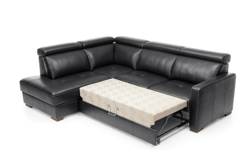 MODELL "ERGO", ECKSOFA MIT BETTFUNKTION UND STAURAUM, IN ECHTLEDER ( PRESTIGE , freie Farbwahl ) !