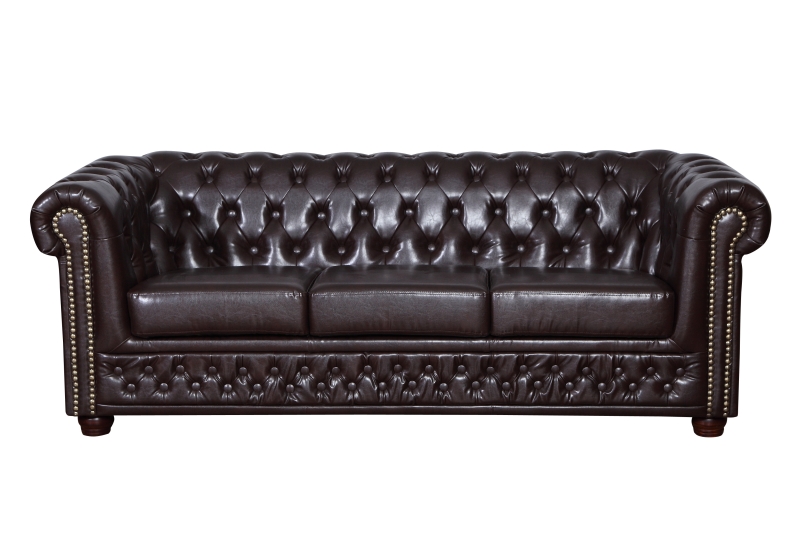 MODELL:  " CHESTERFIELD “  3 - SITZER SOFA IN  LEDER LOOK  PREMIUM