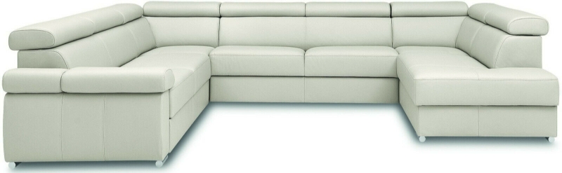 MODELL "ZOOM", ECKSOFA 3F+E+2,5BK+E+1BK MIT BETTFUNKTION UND STAURAUM , IN ECHTLEDER ( NATURELLE , freie Farbwahl ) !