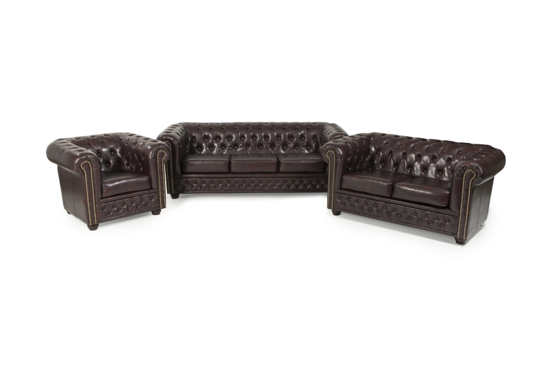 MODELL:  " CHESTERFIELD “  2 - SITZER SOFA IN  LEDER LOOK  PREMIUM