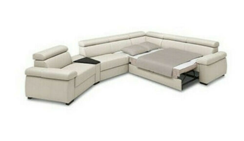 MODELL "ZOOM", ECKSOFA 1B+T+2,5BK+E+3F MIT BETTFUNKTION UND STAURAUM , IN ECHTLEDER ( NATURELLE , freie Farbwahl ) !