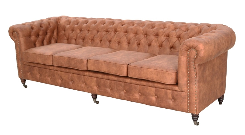 MODELL CHESTERFIELD 4 SITZER SOFA  IN LEDER LOOK PREMIUM