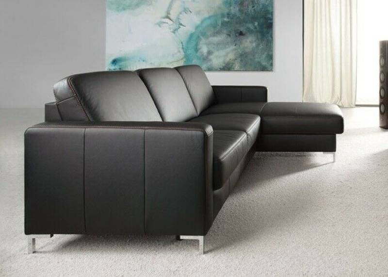 MODELL "BASIC", ECKSOFA MIT BETTFUNKTION IN ECHTLEDER ( NATURELLE, freie Farbwahl ) !