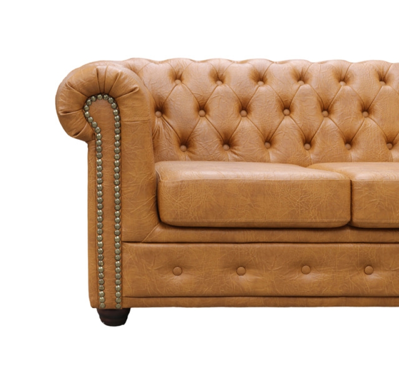 Modell " CHESTERFIELD" 3 - SITZER ECKSOFA MIT ODER OHNE BETTFUNKTION IN LEDER LOOK PREMIUM