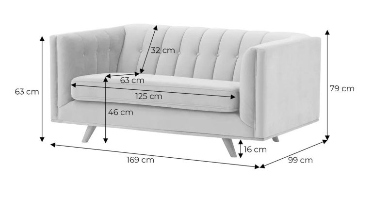 MODELL:  JENNIFER 2-SITZER SOFA IN SAMTSTOFF „ VELOURS “ PREMIUM