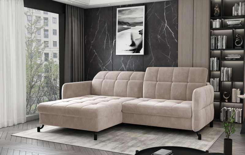 MODELL „COSELLA“ ECKSOFA MIT BETTFUNKTION IN STOFF „VELVET“ PREMIUM