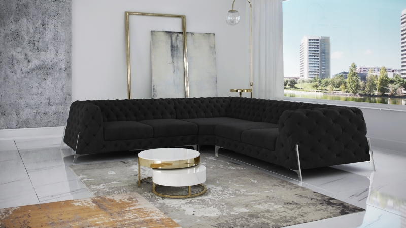 MODELL CHESTERFIELD „KING“ MODULARES ECKSOFA: 1 + 2 + 3 + (E) + 3 + 2 + 1 IN SAMTSTOFF VELVET PREMIUM