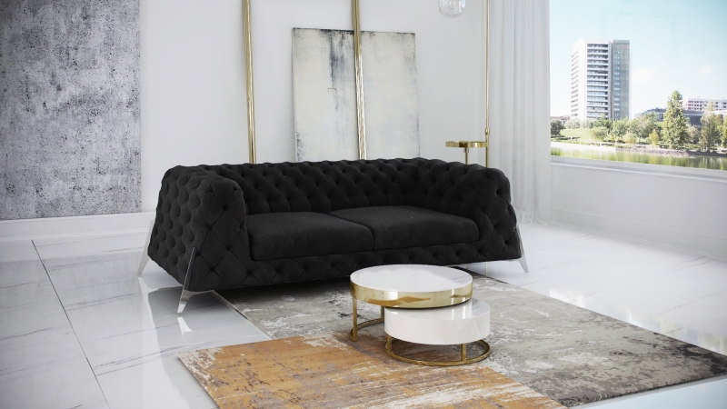 MODELL "CHESTERFIELD KING" 2 SITZER SOFA IN SAMTSTOFF PREMIUM