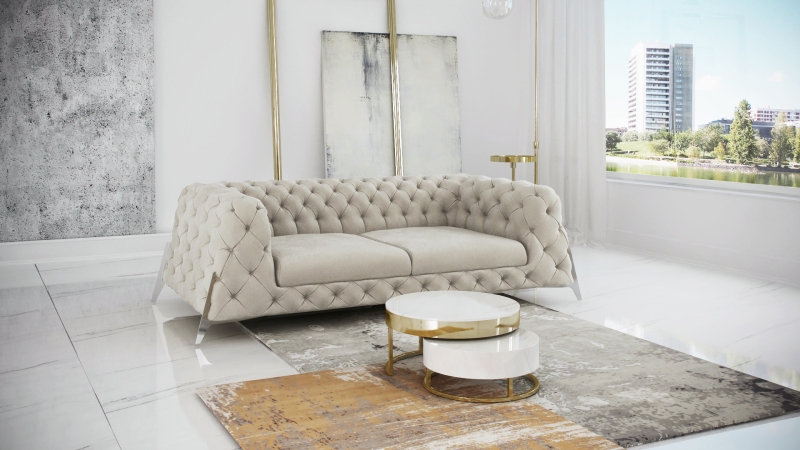 MODELL "CHESTERFIELD KING" 2 SITZER SOFA IN SAMTSTOFF PREMIUM