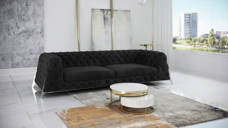 MODELL "CHESTERFIELD KING" 3 SITZER SOFA IN SAMTSTOFF PREMIUM