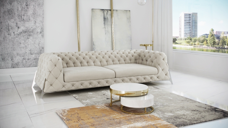 MODELL "CHESTERFIELD KING" 3 SITZER SOFA IN SAMTSTOFF PREMIUM