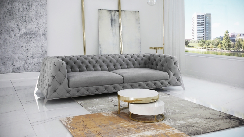 MODELL "CHESTERFIELD KING" 3 SITZER SOFA IN SAMTSTOFF PREMIUM