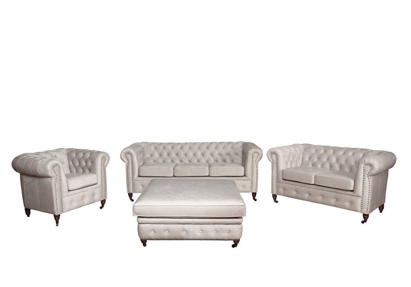 MODELL:  " CHESTERFIELD CLASSIC “ SET: [  3 + 2 + 1 + HO ] IN  STOFF AMORE PREMIUM *)