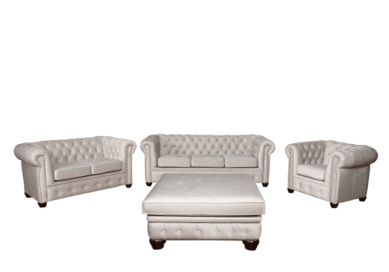 MODELL:  " CHESTERFIELD CLASSIC “  HOCKER - KLEIN ( 75 X 70 cm ) IN STOFF AMORE PREMIUM *)