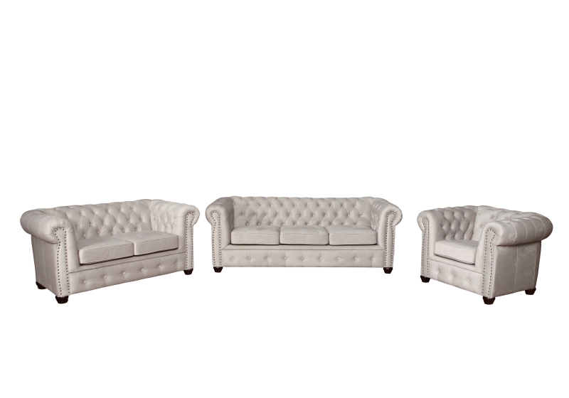 MODELL:  " CHESTERFIELD CLASSIC “  3 - SITZER SOFA IN STOFF AMORE PREMIUM *)