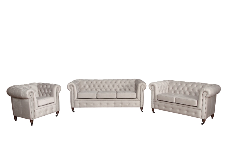 MODELL:  " CHESTERFIELD CLASSIC “  2 - SITZER SOFA IN  STOFF AMORE PREMIUM *)