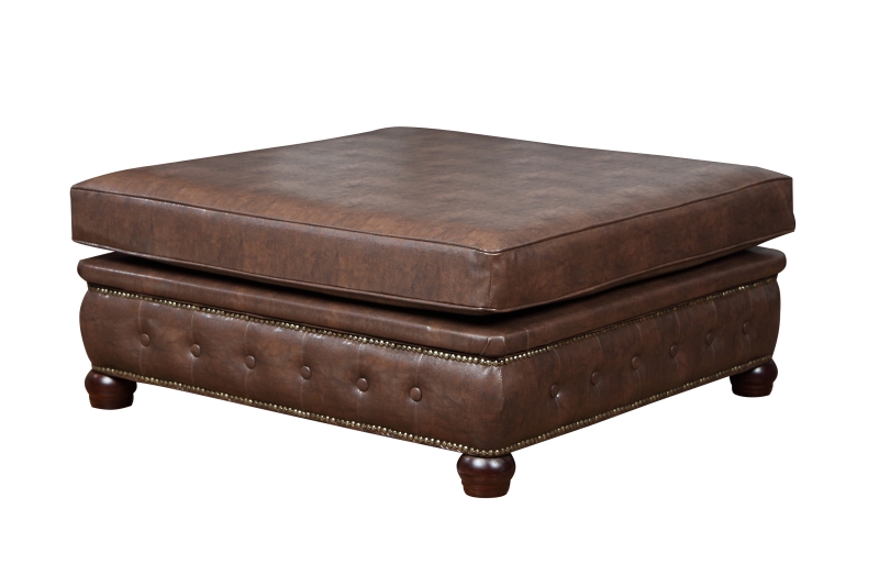 MODELL:  " CHESTERFIELD CLASSIC “  HOCKER - KLEIN ( 75 X 70 cm ) IN  LEDER LOOK PREMIUM