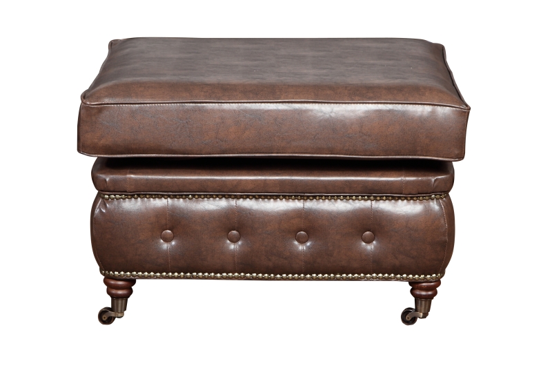 MODELL:  " CHESTERFIELD CLASSIC “  HOCKER - KLEIN ( 75 X 70 cm ) IN  LEDER LOOK PREMIUM