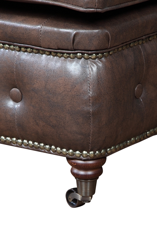 MODELL:  " CHESTERFIELD CLASSIC “  HOCKER - KLEIN ( 75 X 70 cm ) IN  LEDER LOOK PREMIUM