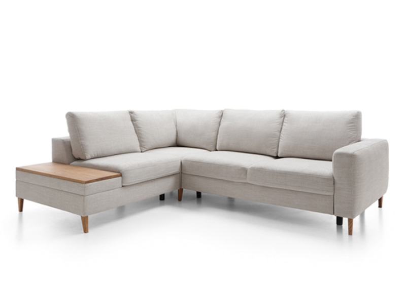 MODELL „ALIKA“ ECKSOFA in L-FORM mit Bettfunktion und Stauraum in Stoff MONOLITH