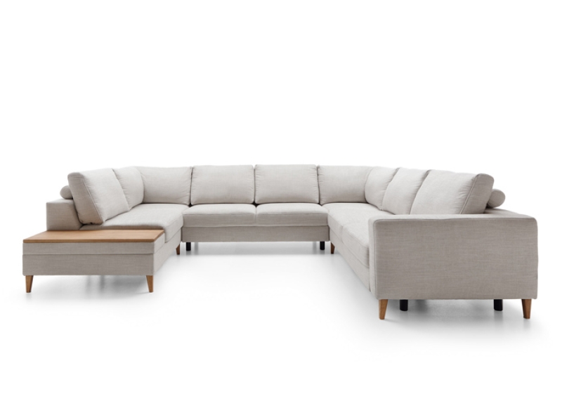 MODELL „ALIKA“ ECKSOFA in U-FORM mit Bettfunktion und Stauraum in Stoff MONOLITH