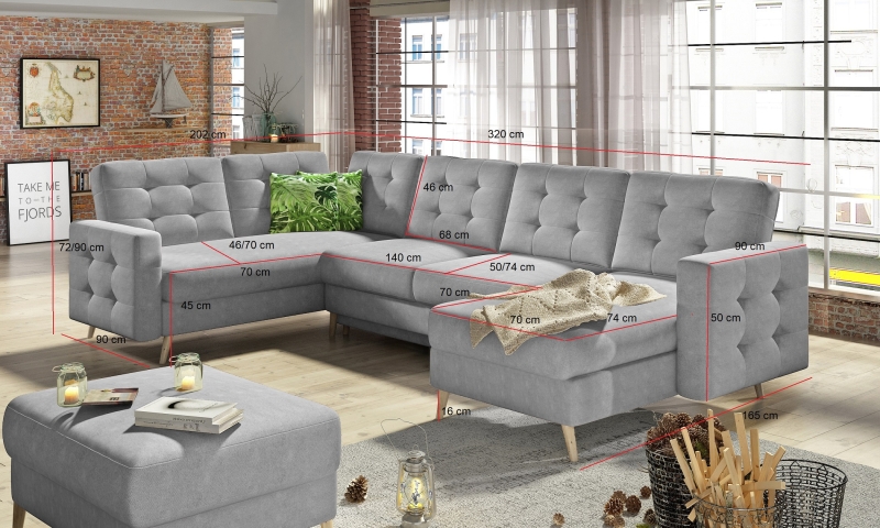 MODELL „ ASGARD U“ ECKSOFA IN U-FORM IN SAMTSTOFF VELVET *)