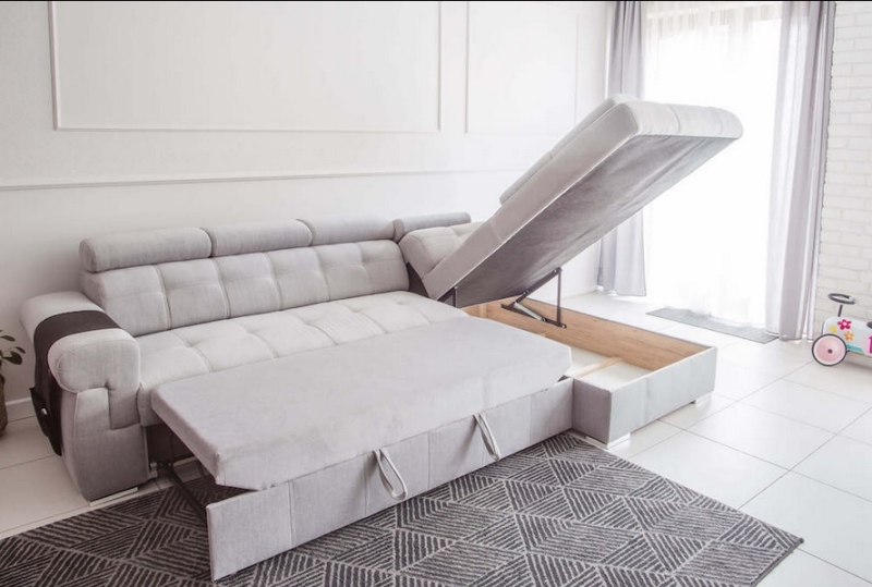 MODELL: "ATLANTIS" ECKSOFA IN L-FORM IN SAMTSTOFF