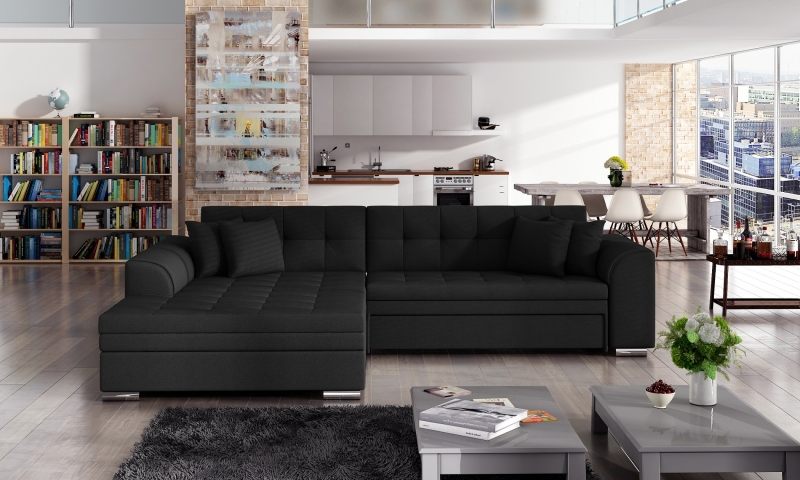 MODELL „BENEDETTO “ ECKSOFA MIT BETTFUNKTION IN STOFF „VELVET“ PREMIUM