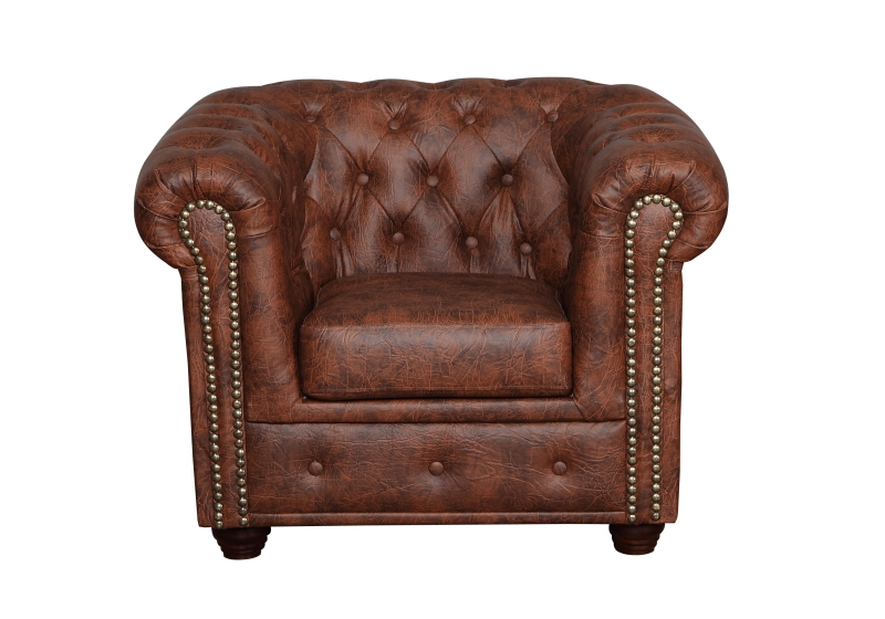 MODELL:  " CHESTERFIELD CLASSIC “  3 - SITZER SOFA IN  INDUSTRIAL STYLE LEDER LOOK PREMIUM *)
