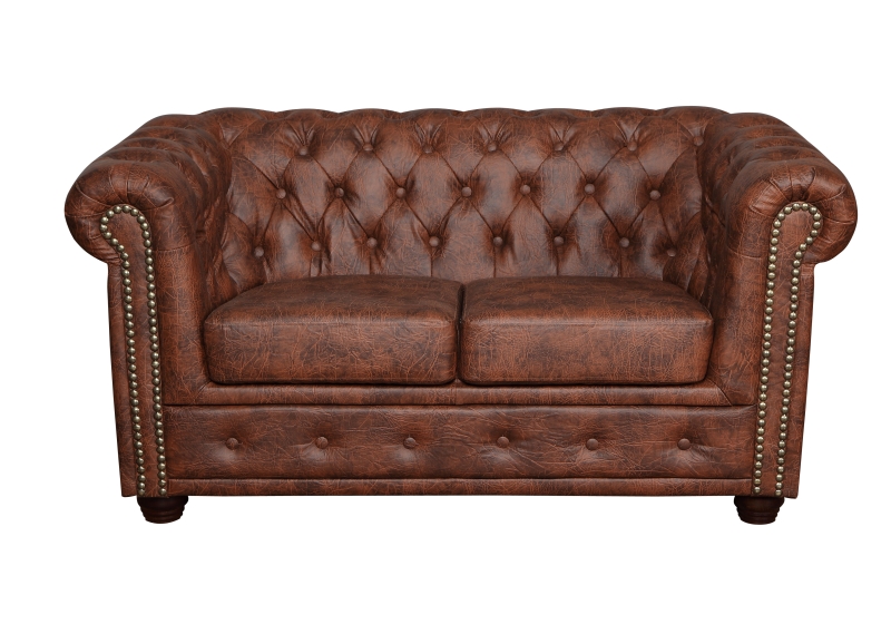 MODELL:  " CHESTERFIELD CLASSIC “  2 - SITZER SOFA IN  INDUSTRIAL STYLE LEDER LOOK PREMIUM *)