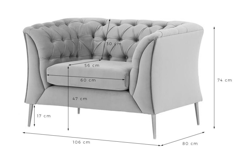 MODELL:  CHESTERFIELD MODERN ART „M“ SESSEL IN SAMTSTOFF „ VELOURS “ PREMIUM