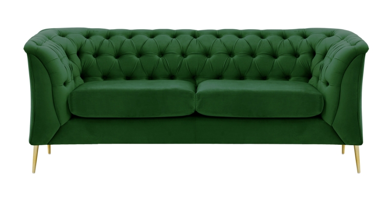 MODELL:  CHESTERFIELD MODERN ART „M“ 2-SITZER SOFA IN SAMTSTOFF „ VELOURS “ PREMIUM