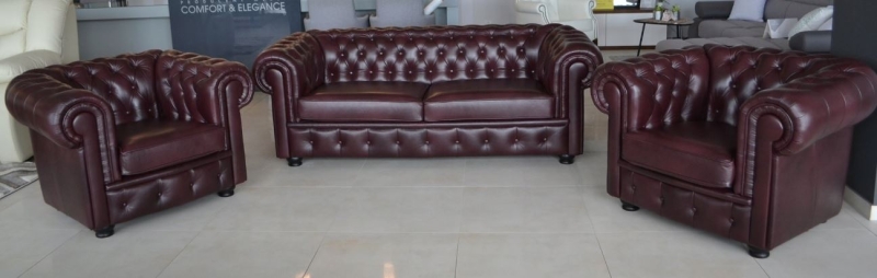 MODELL "CHESTERFIELD DIAMOND" 3-SITZER SOFA IN ECHTLEDER !